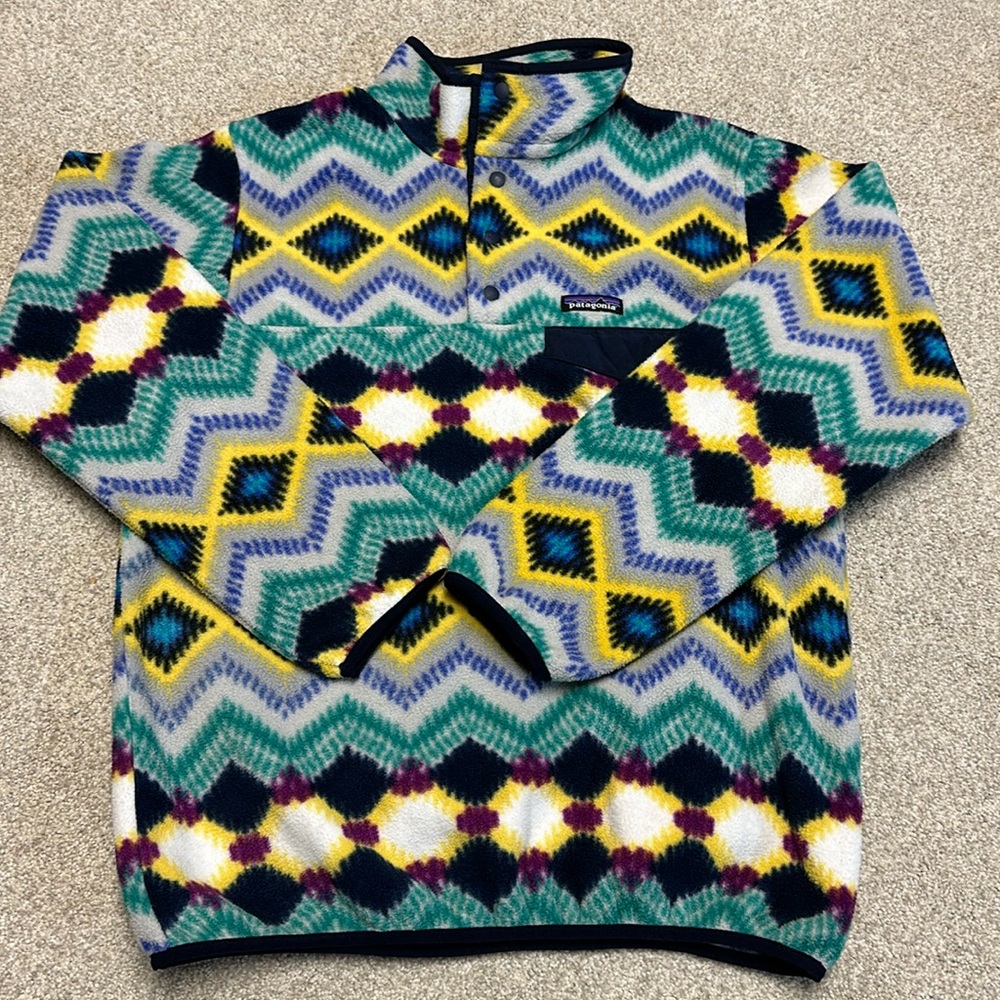 PATAGONIA Synchilla SNAP-T Fleece PULLOVER Aztec TIMBER TWIST Chevron Women M